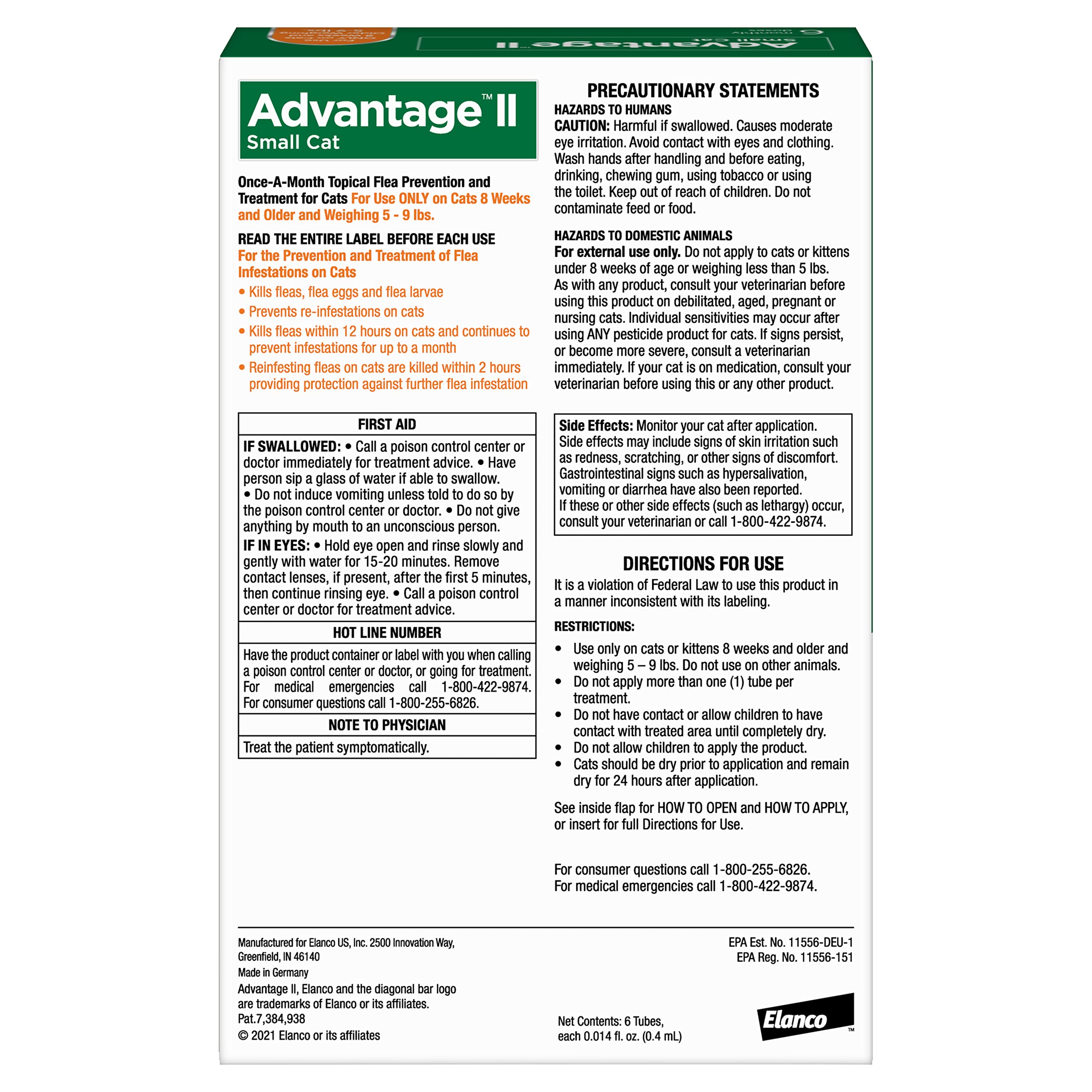 Advantage II Chat Petit – tube topique facile à utiliser en quelques secondes.