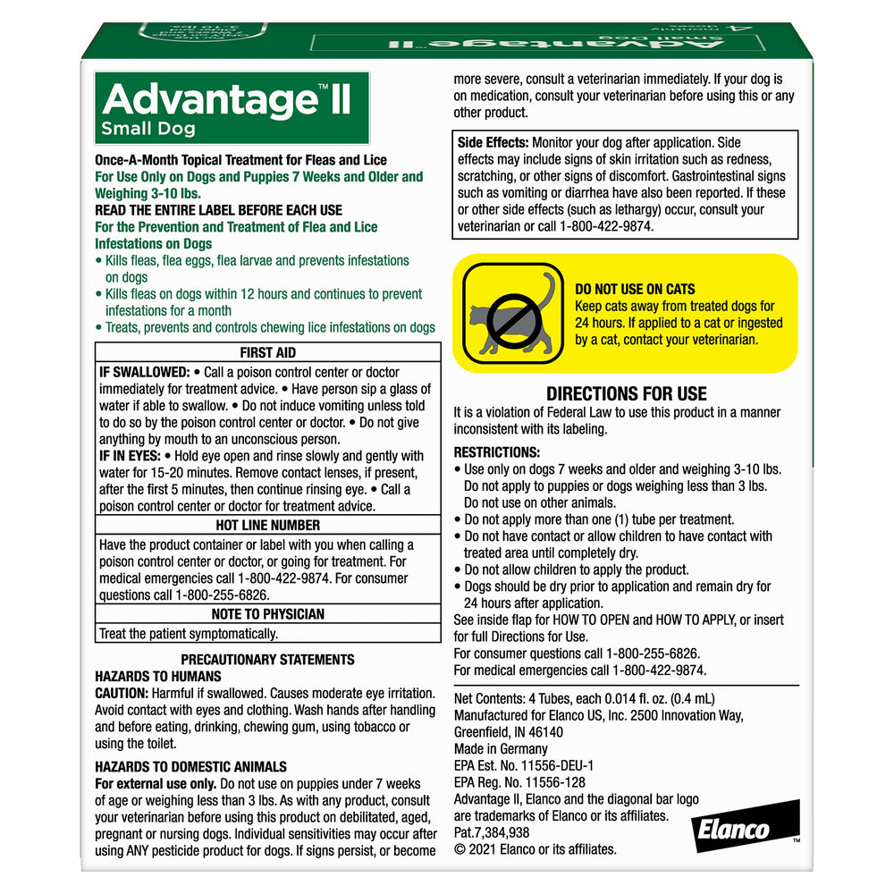 Advantage II Petit Chien – application en secondes pour gagner du temps lors des soins.