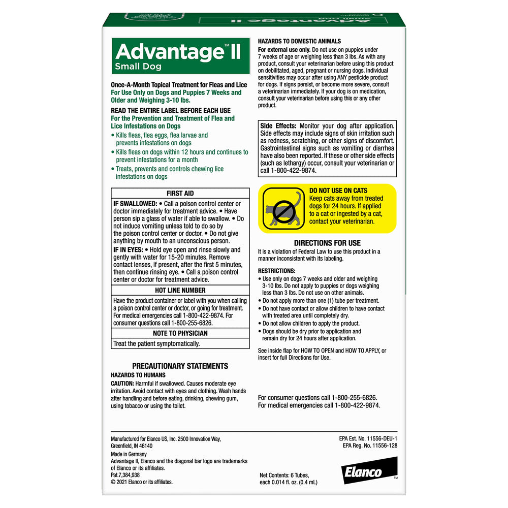 Advantage II Petit Chien – efficacité en 12 heures contre les puces