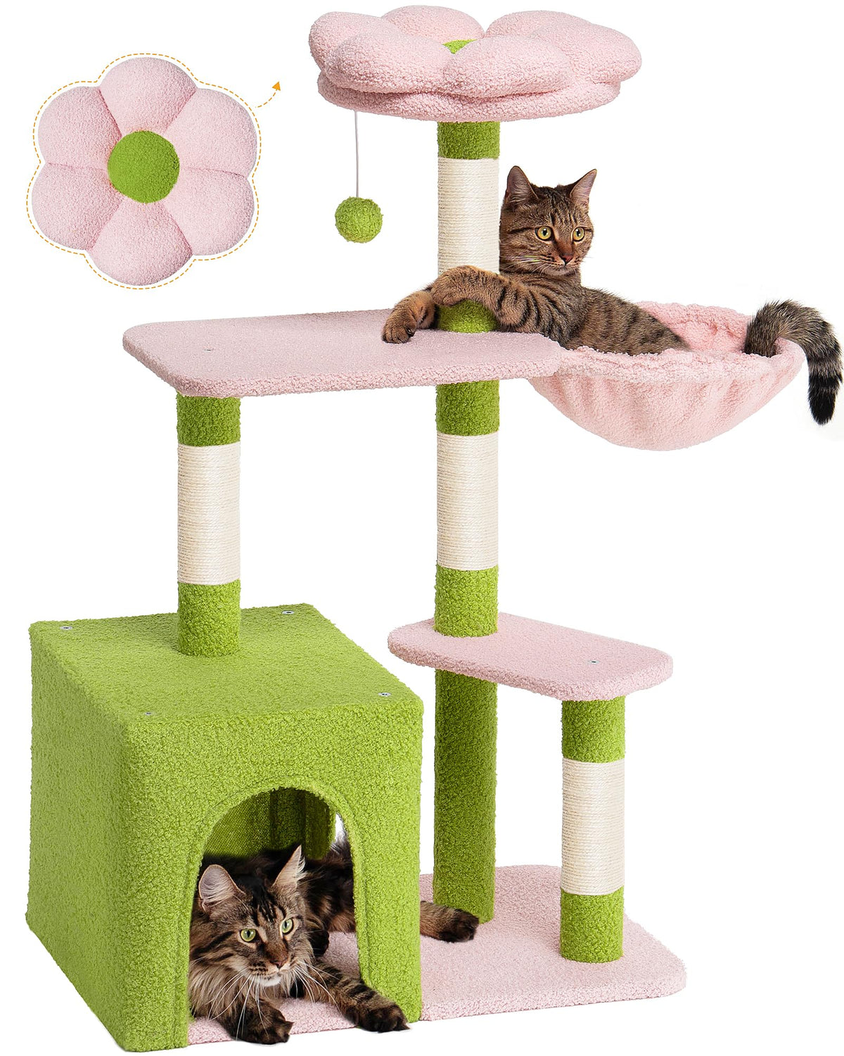 Aechonow Arbre Chat fleurs – confort premium pour chats adultes et chatons.