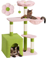Aechonow Arbre Chat fleurs – confort premium pour chats adultes et chatons.