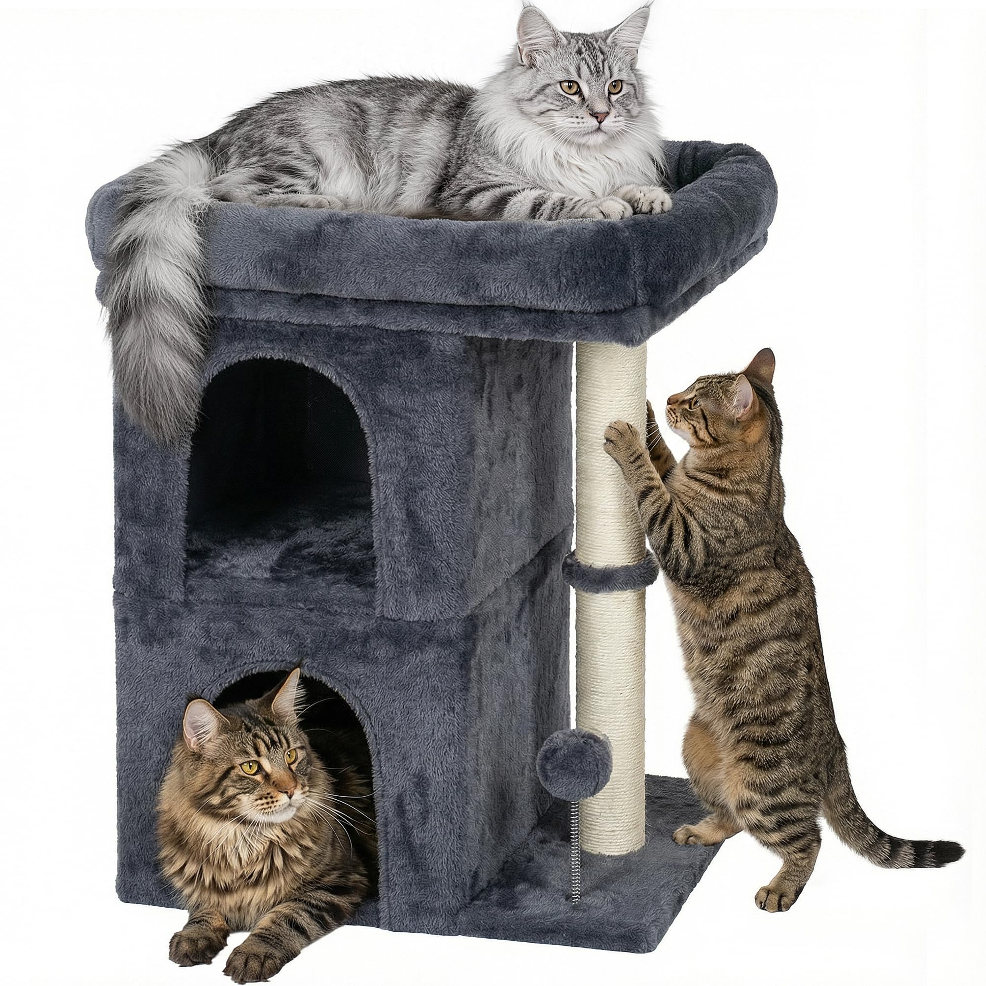Aechonow Arbre à chat grand perchoir pour repos en hauteur et vue.