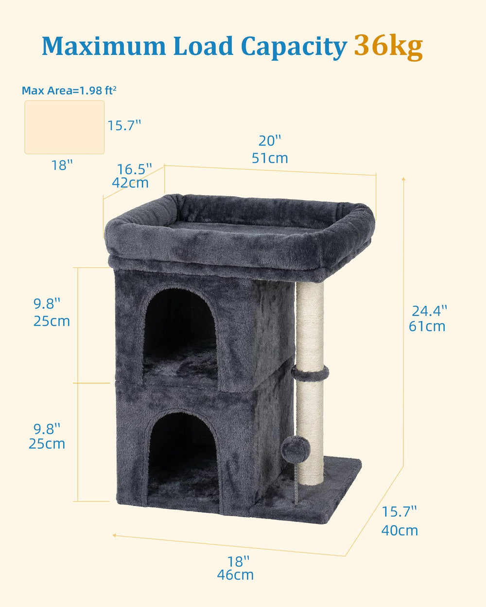 Aechonow Base stable de 18x15,7 po assure une structure sûre.