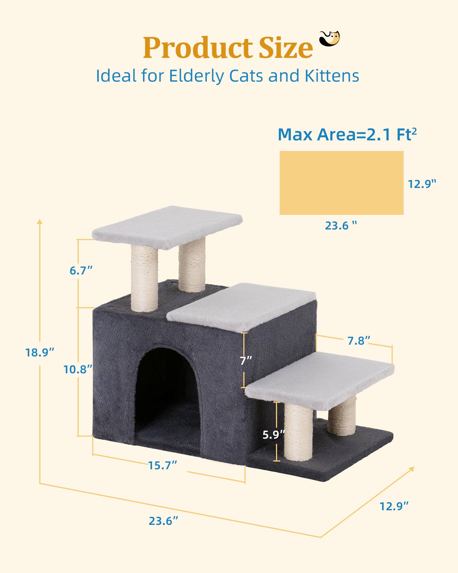 Escalier conçu pour chat âgé, solidité et accessibilité.