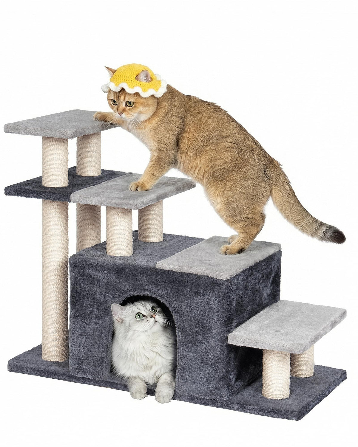 Aechonow Quatre Niveaux : base robuste et stable pour chats sur lit haut.