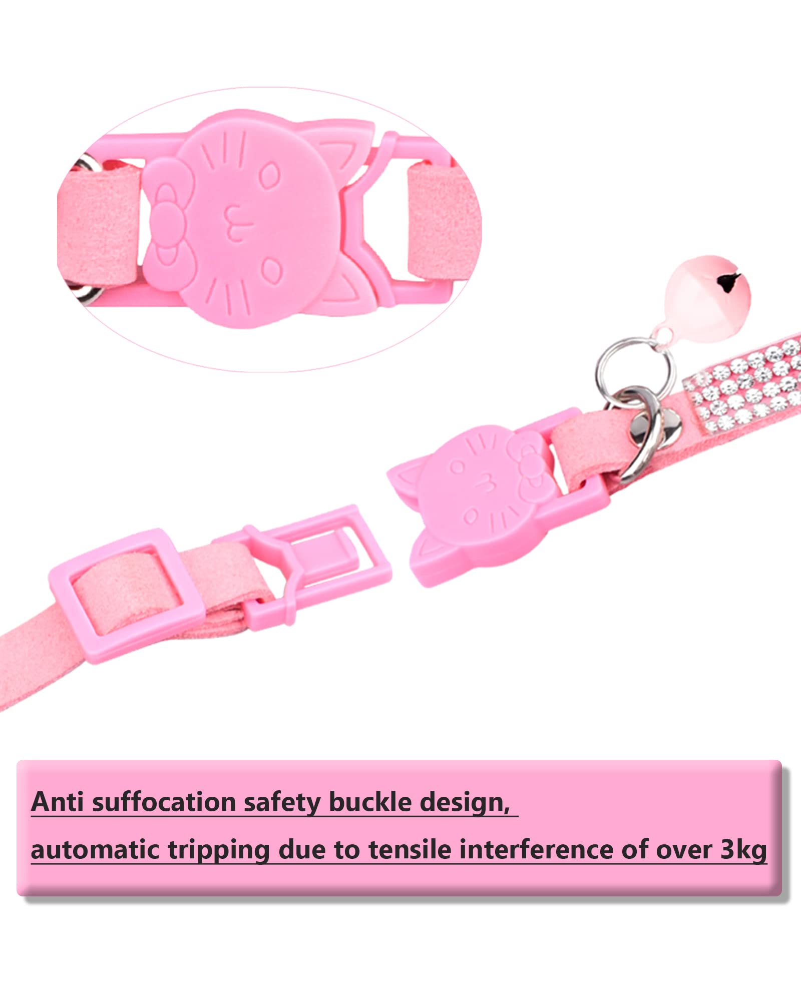 Collier Aecllcea noir ajustable, adapté pour chaton et chat adulte.
