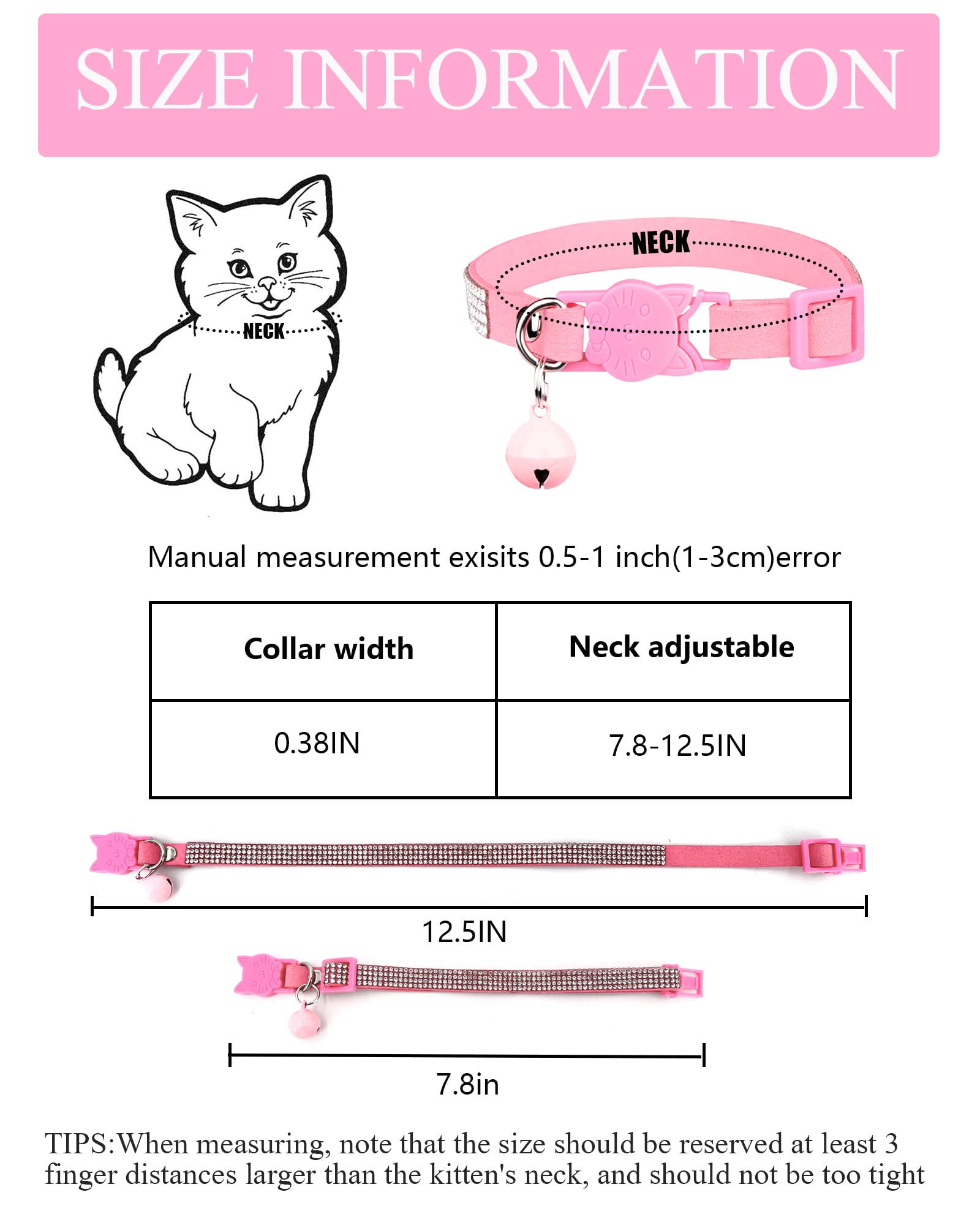 Collier Aecllcea noir à design bling, idéal pour repérer rapidement votre chat.