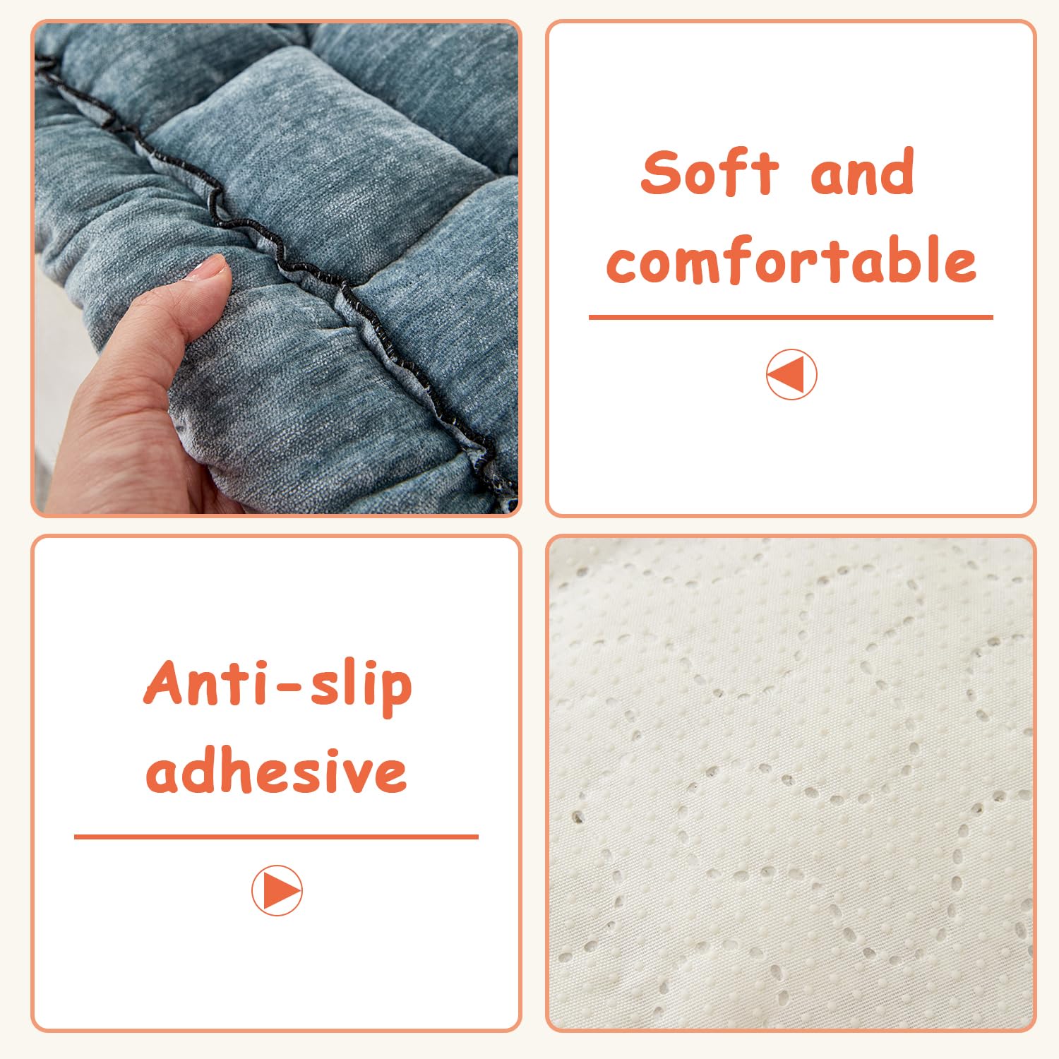 Coussins de salon doux en chenille, texture chaude et accueillante.