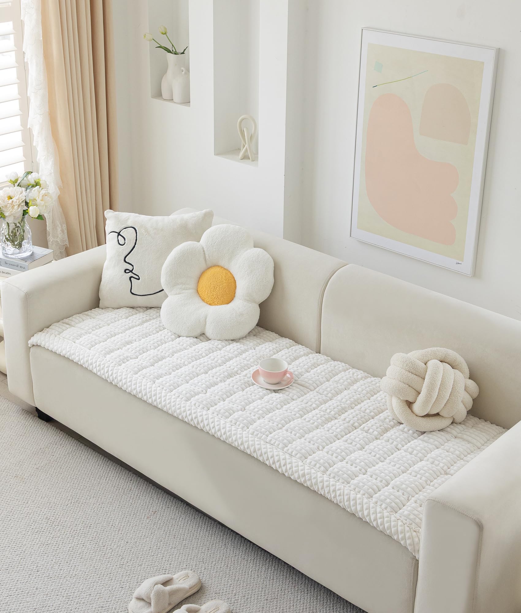 Housse AEEISHOMEREFORM pour canapé 3 coussins, protection durable et nettoyage facile