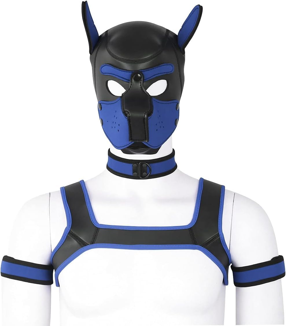 Aendu Capuchon Chiot – masque-visage en cuir PU, confort durable pour déguisements.