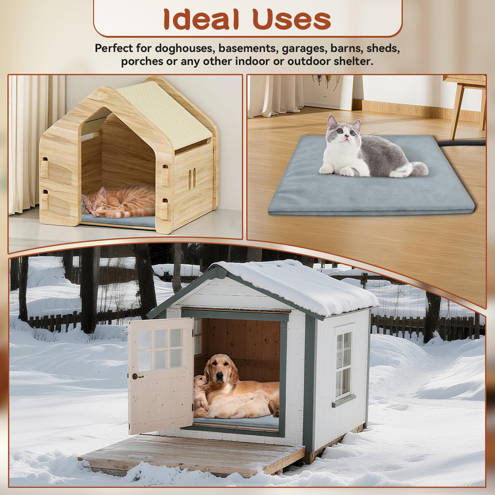 AFDUV tapis hivernal pour animaux, maintien de la chaleur dehors.