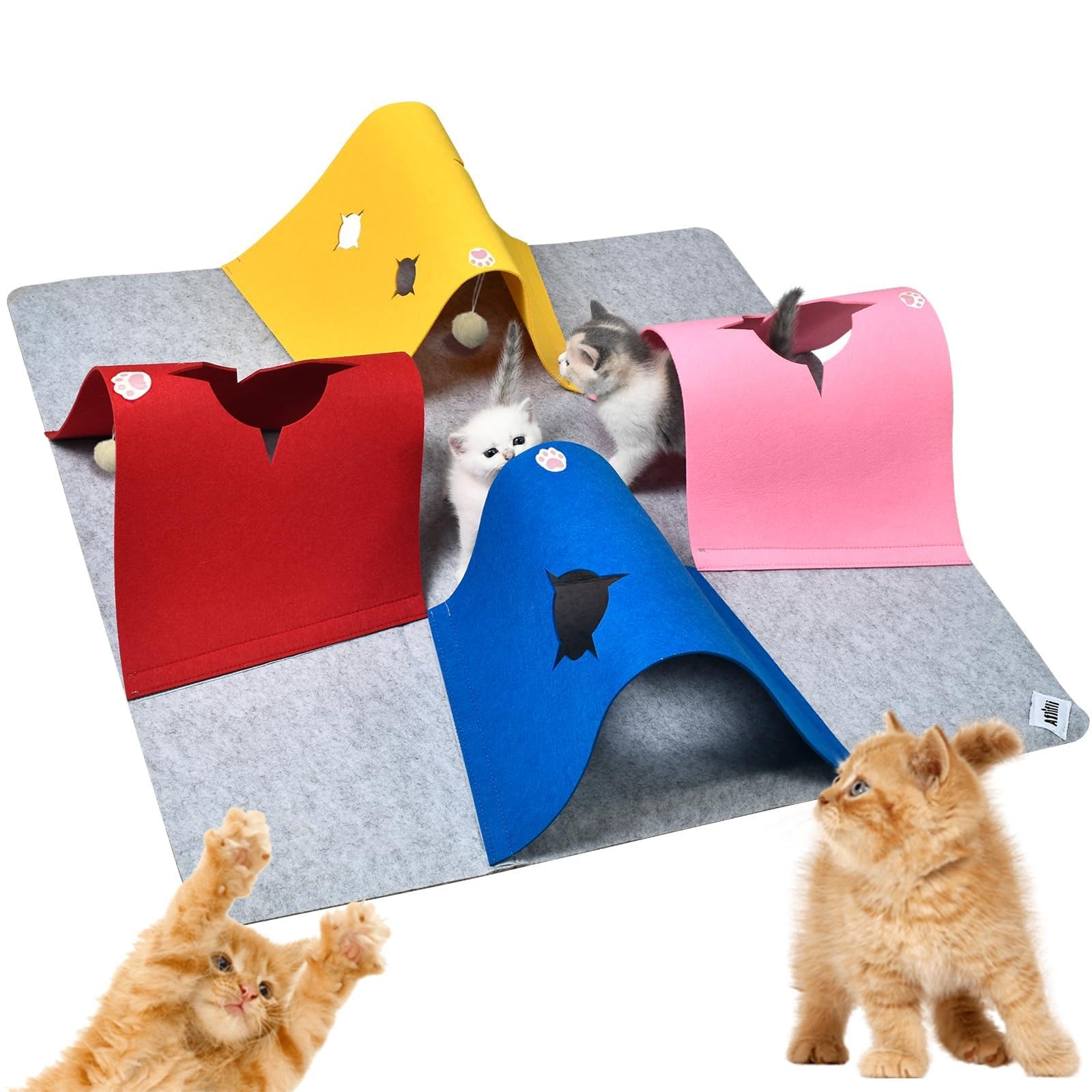 Tunnel AFLIFLI 4-en-1 pour chats, enrichissant et jeu en intérieur
