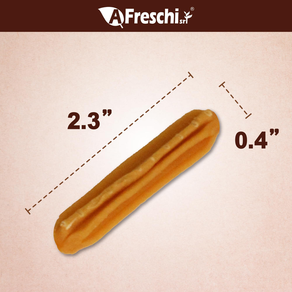 Afreschi friandises poulet – texture croquante, bâtonnets mini pour récompense sans grains.
