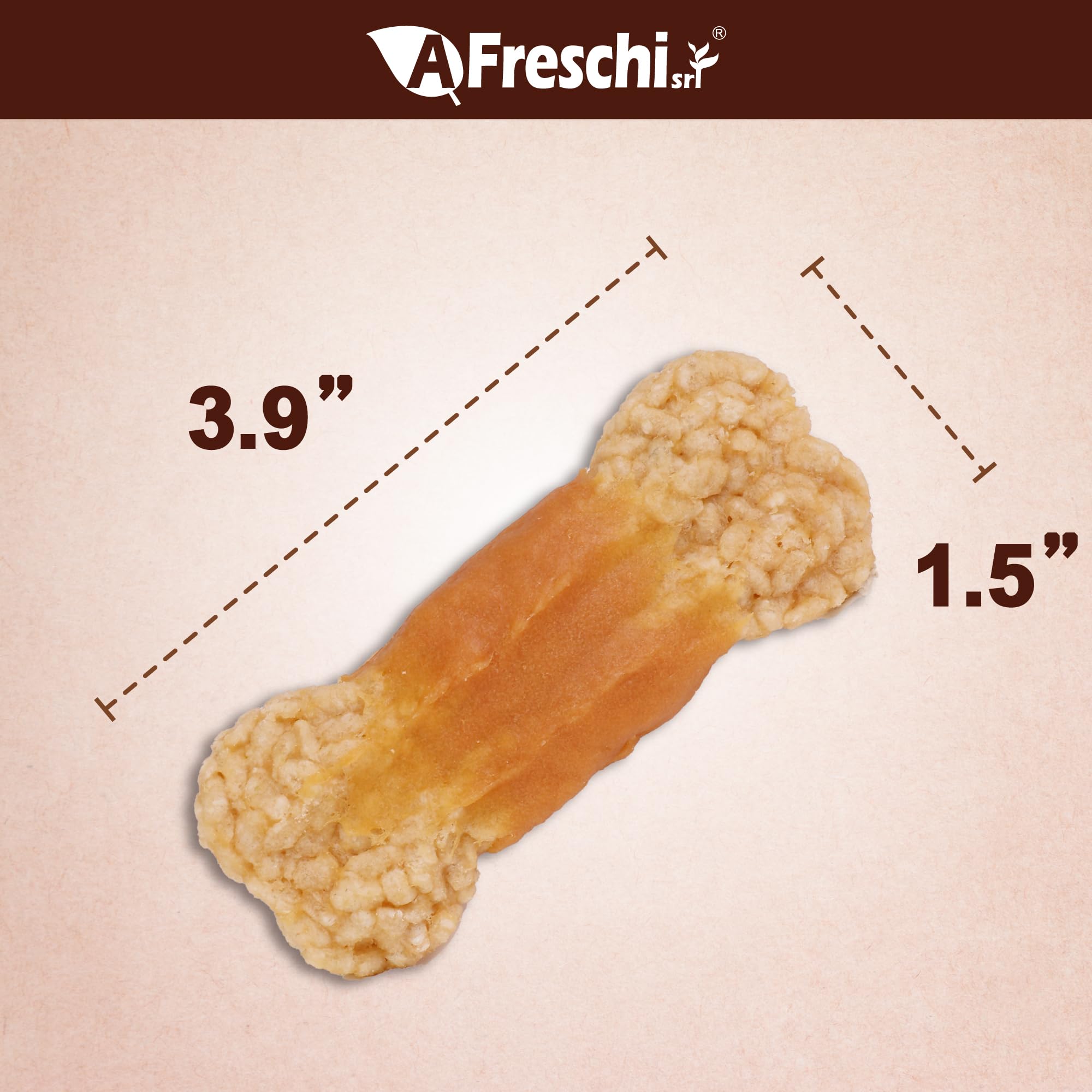 A Freschi friandise poulet chien, vue de près, arôme savoureux et goût persistant.