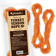 A Freschi Tendons de Dinde en emballage visible, friandise naturelle pour chiens.