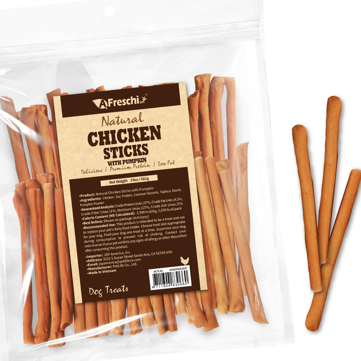 A Freschi srl friandises poulet photo-emballage: récompense pratique lors des sorties.