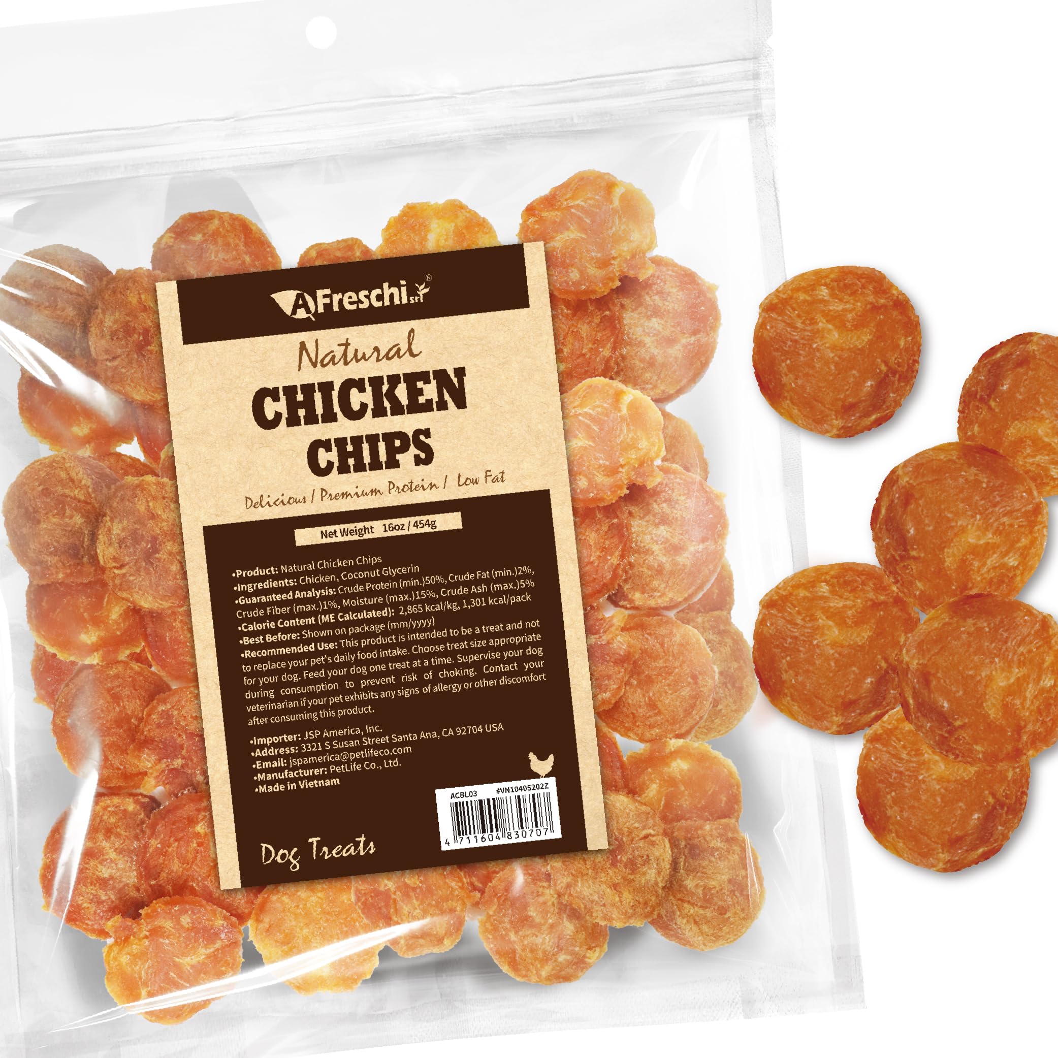 Friandises au poulet A Freschi srl en emballage pratique pour récompenses.