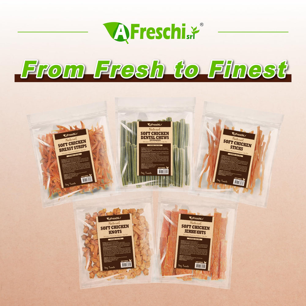 A Freschi srl friandises poulet douces chien : idéal pour petites gueules et moments de lien.