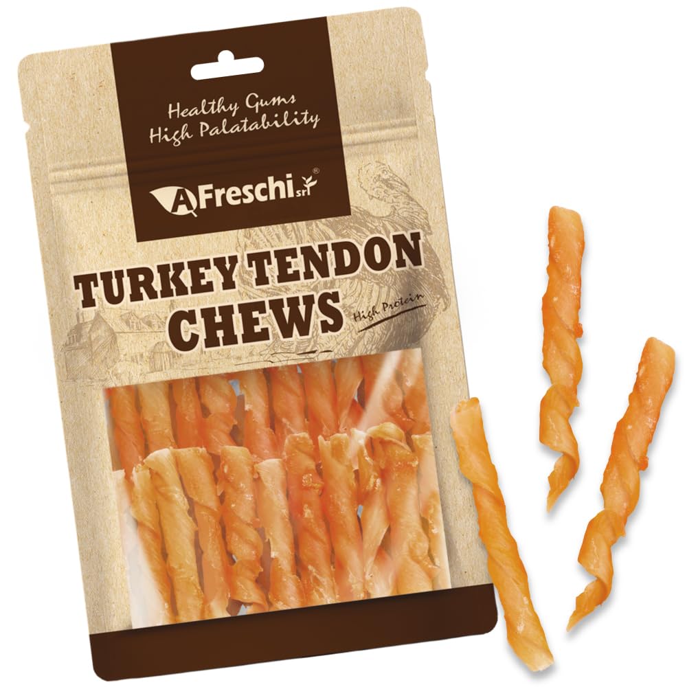 A Freschi srl – tendons de dinde pour chien, emballage 3oz, pratique pour l'entraînement.