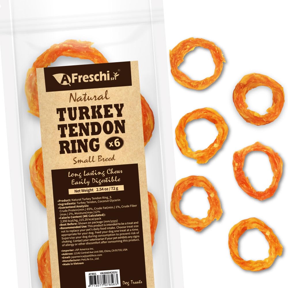 A Freschi Tendons de Dinde pour Chiens - emballage 6 pièces, pratique pour les friandises quotidiennes.