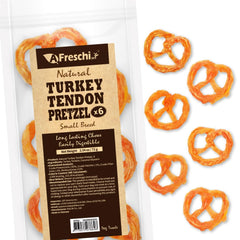 Tendons de dinde A Freschi srl pour chiens, emballage pratique et friandise naturelle.