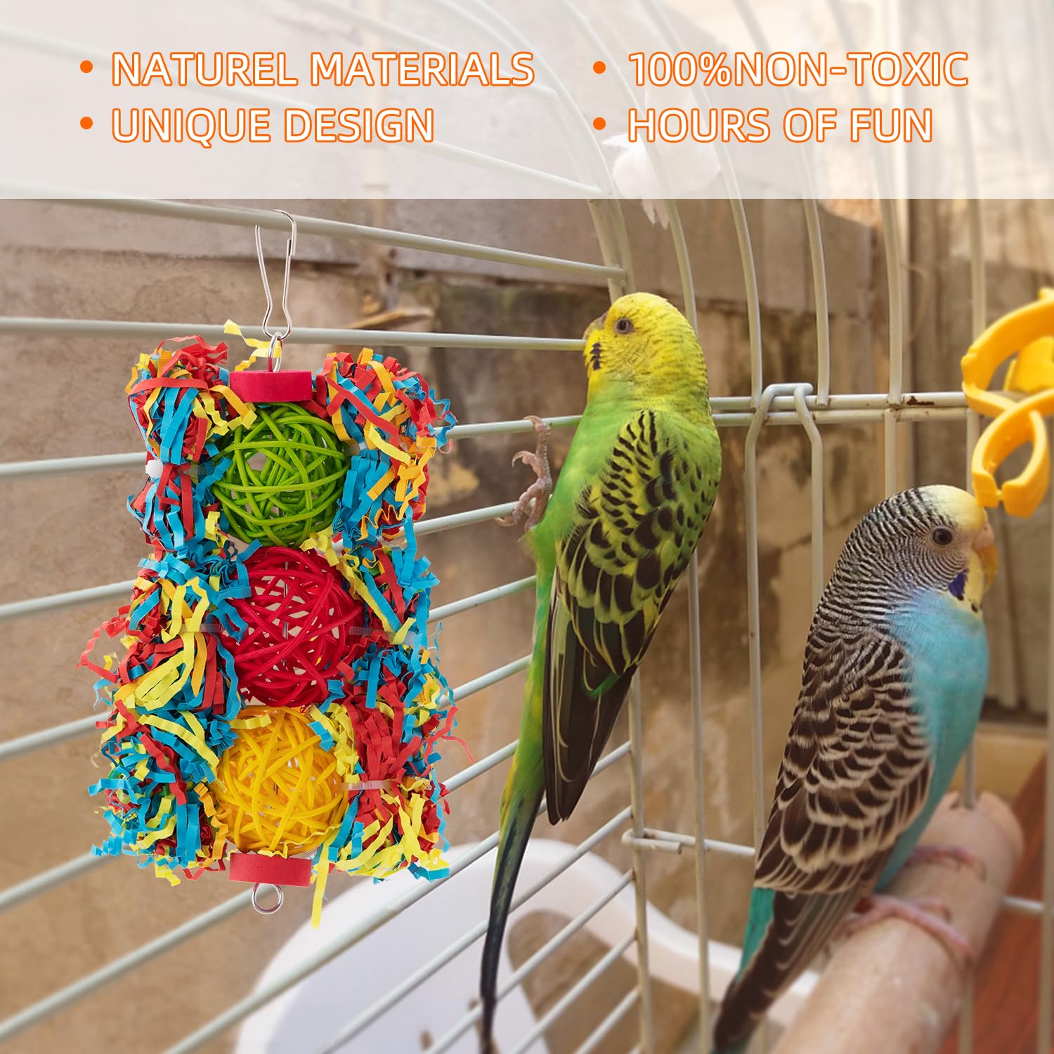 Panier tissé à la main AFUOWER pour oiseau, plateforme de repos et de jeux.