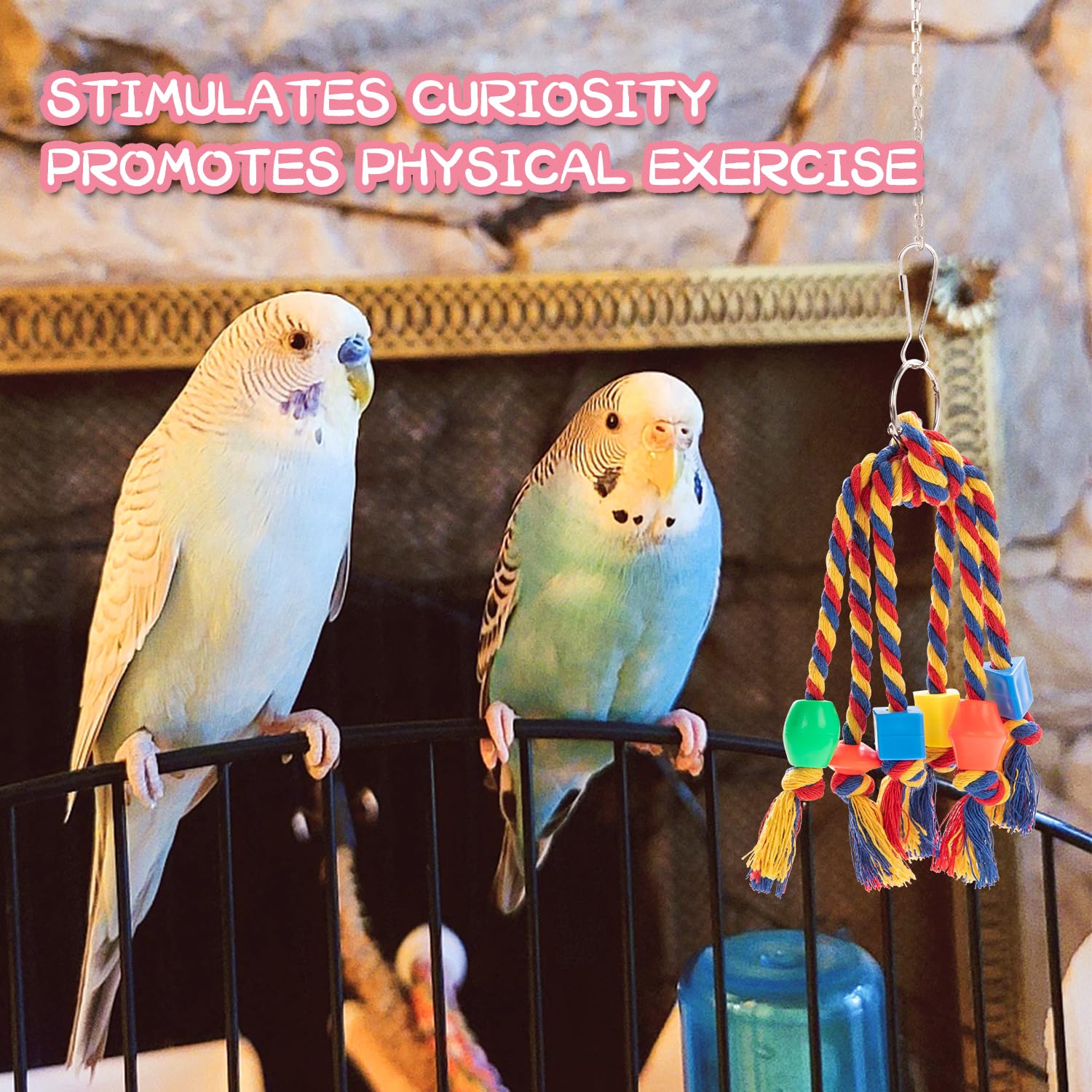 Perchoir corde AFUOWER pour oiseau, suspensions faciles à installer dans la cage.