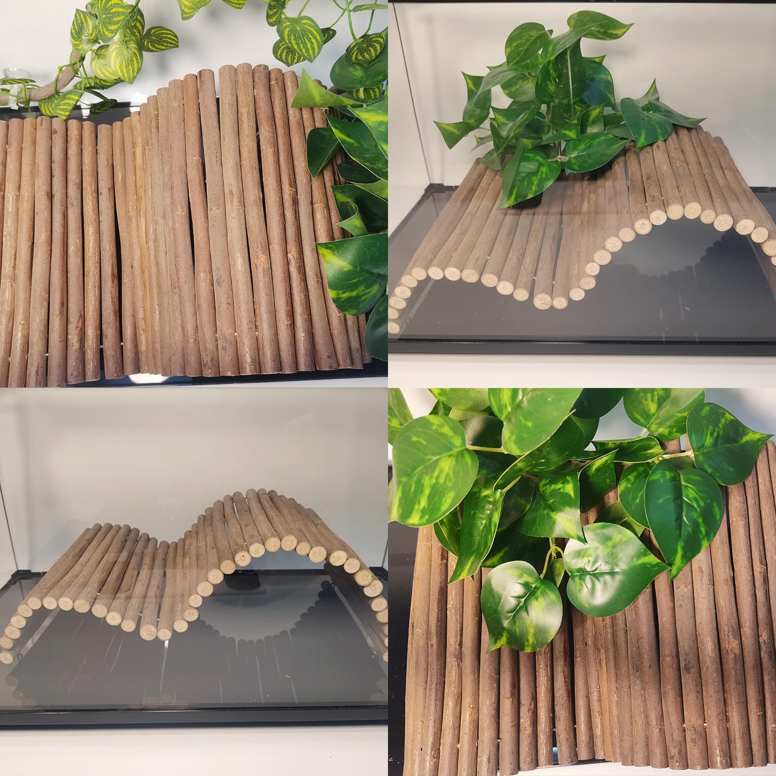 AGGQQA pont-cache-reptile bois: sans assemblage, installation rapide dans le terrarium.