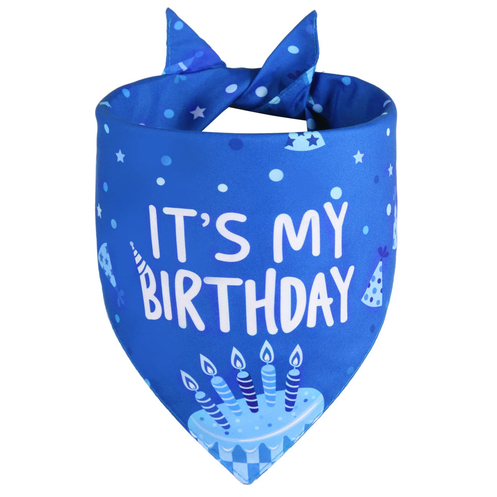 Bandana Agroon anniversaire pour chien bleu, réversible pour différents styles