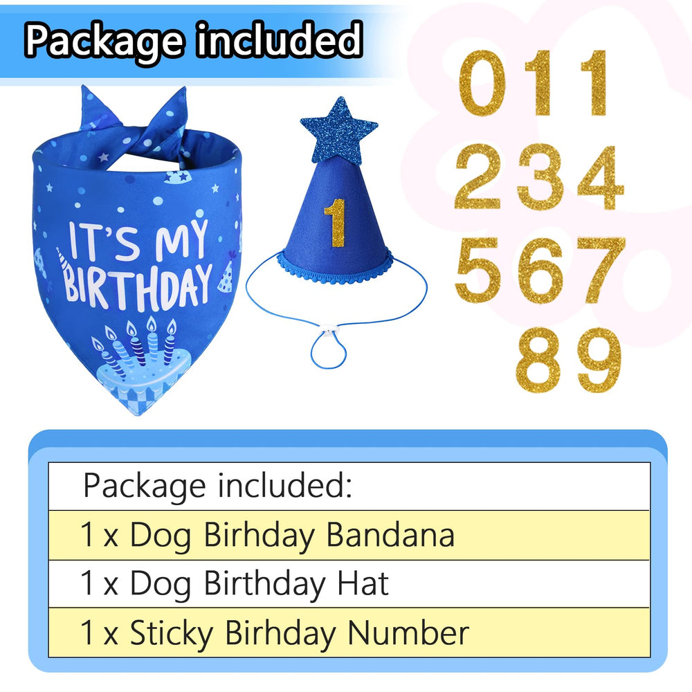 Bandana anniversaire Agroon chien bleu réversible avec texte C'est mon anniversaire.