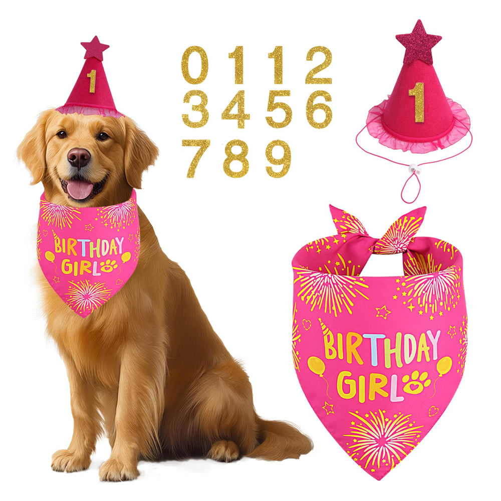 Agroon bandana anniversaire chien rose, accessoire festif pour les photos mémorables.