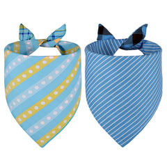 Bandana Agroon bleu plaid et rayures, double-face pour varier le look.