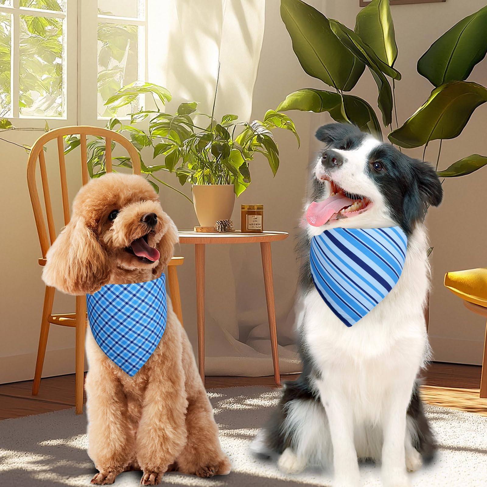Bandana Agroon design classique orange-bleu, léger et durable pour chiens.