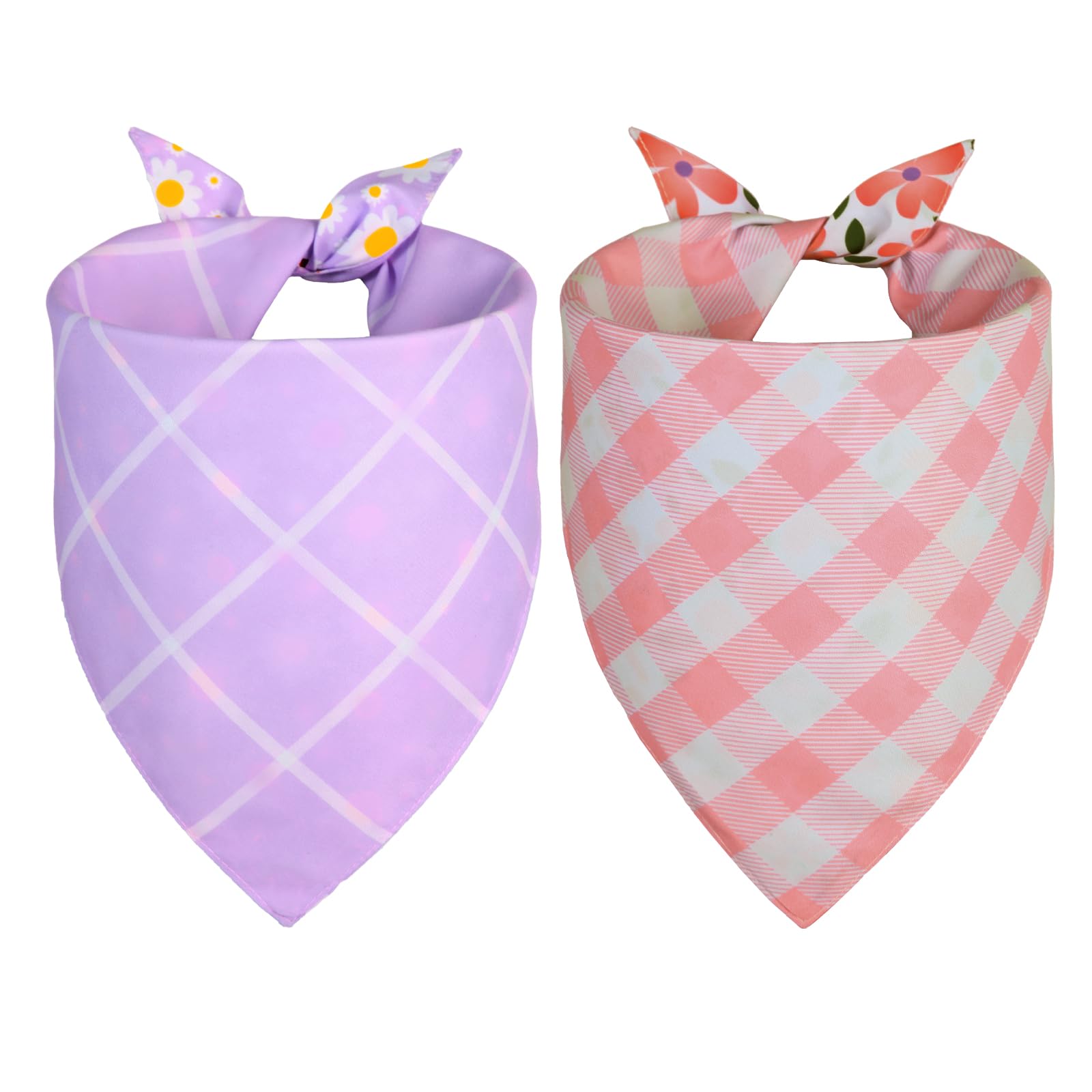 Bandana Agroon pour chien imprimé plaid réversible, style polyvalent.