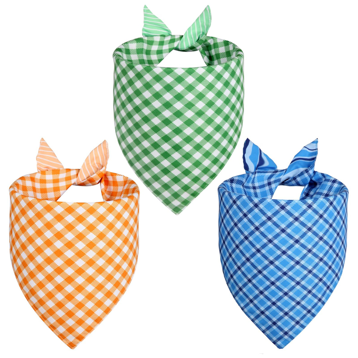 Bandana Agroon pour chien orange-bleu-vert, parfait pour les sorties et les photos.