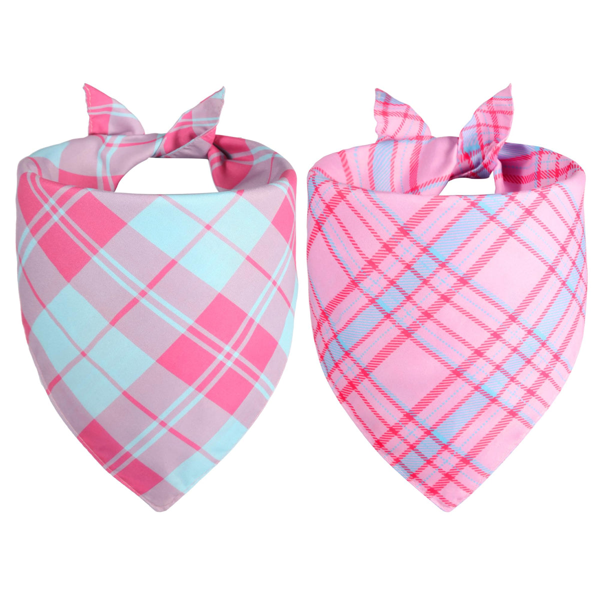 Bandana Agroon rose pour chien, motif plaid, petit format, idéal pour sorties et photos.