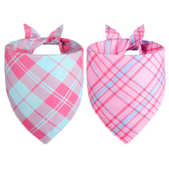 Bandana Agroon rose pour chien, motif plaid, petit format, idéal pour sorties et photos.