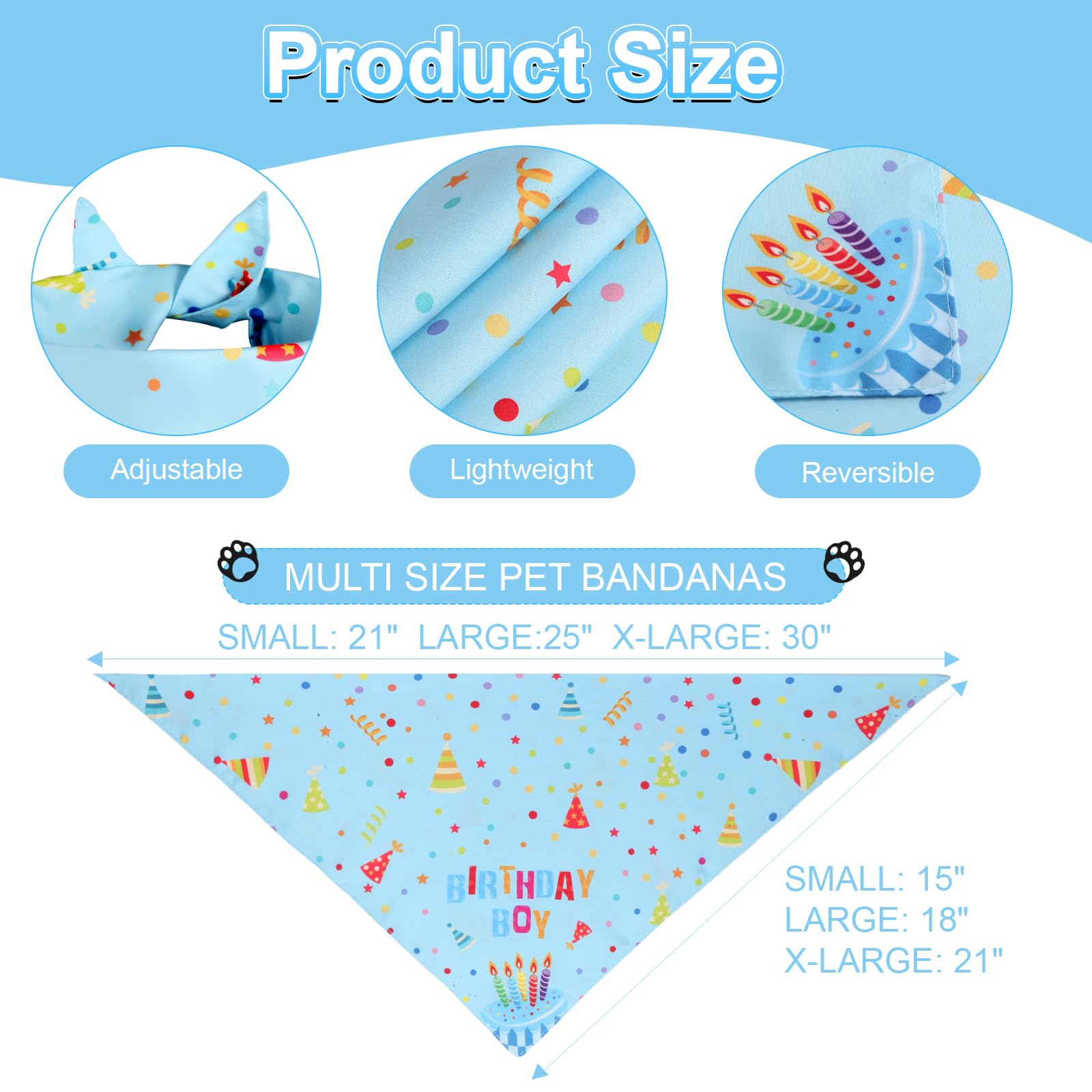Bandana Agroon grand bleu, idéal pour chiens moyens et fêtes lumineuses.