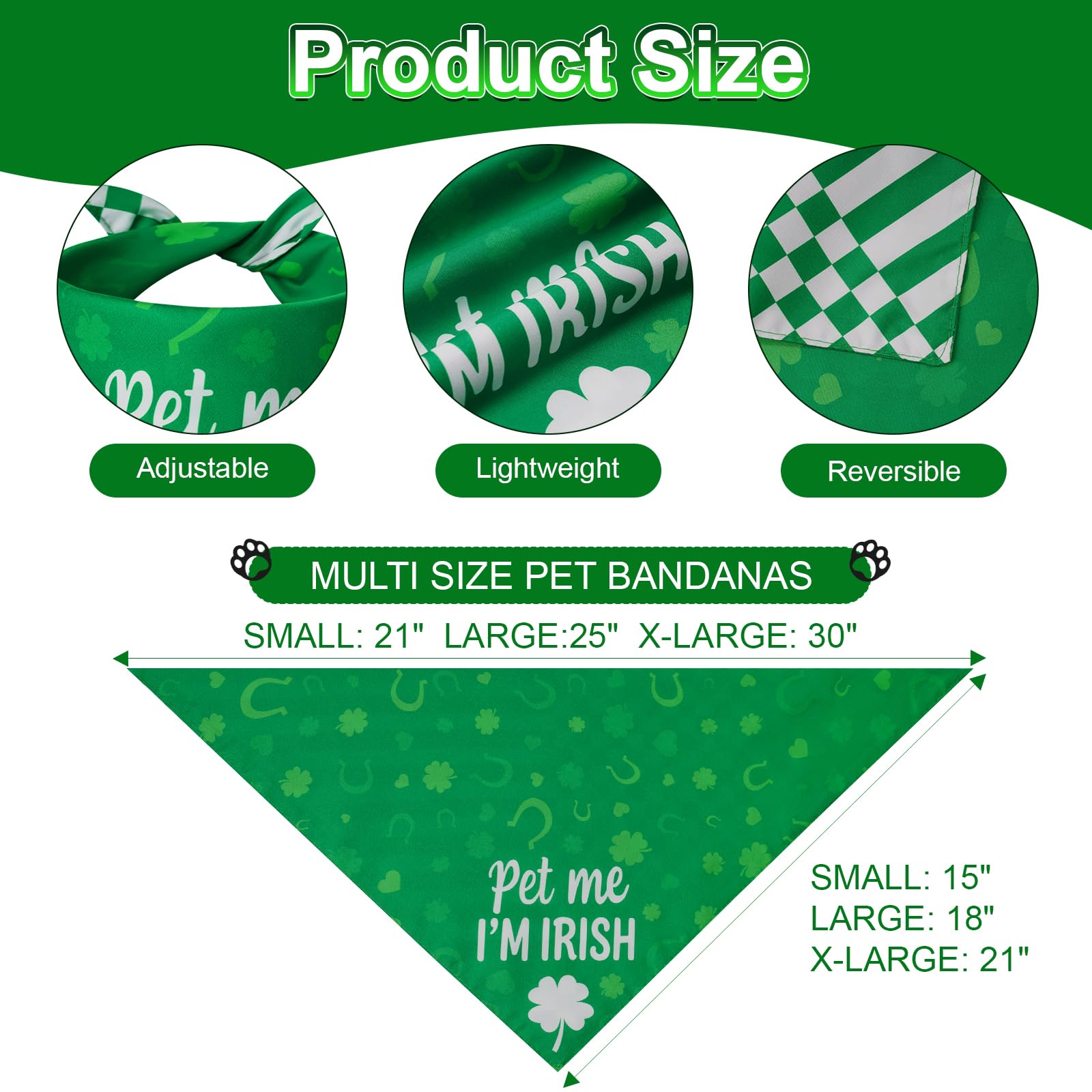 Bandana Agroon Saint-Patrick, face carreaux et rayures, variété de design pour votre compagnon.