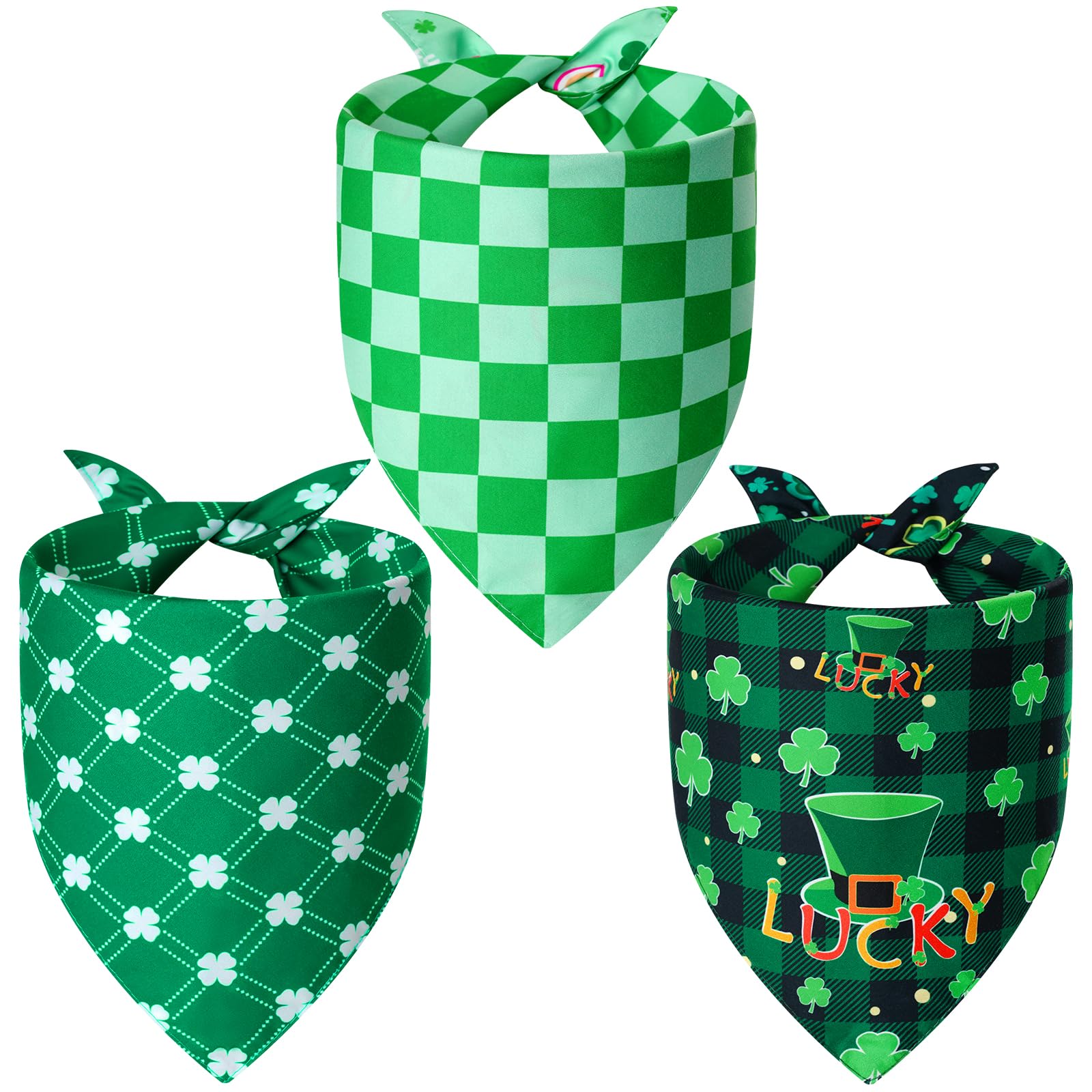 Bandana Agroon motif trèfle irlandais sur chien, style festif