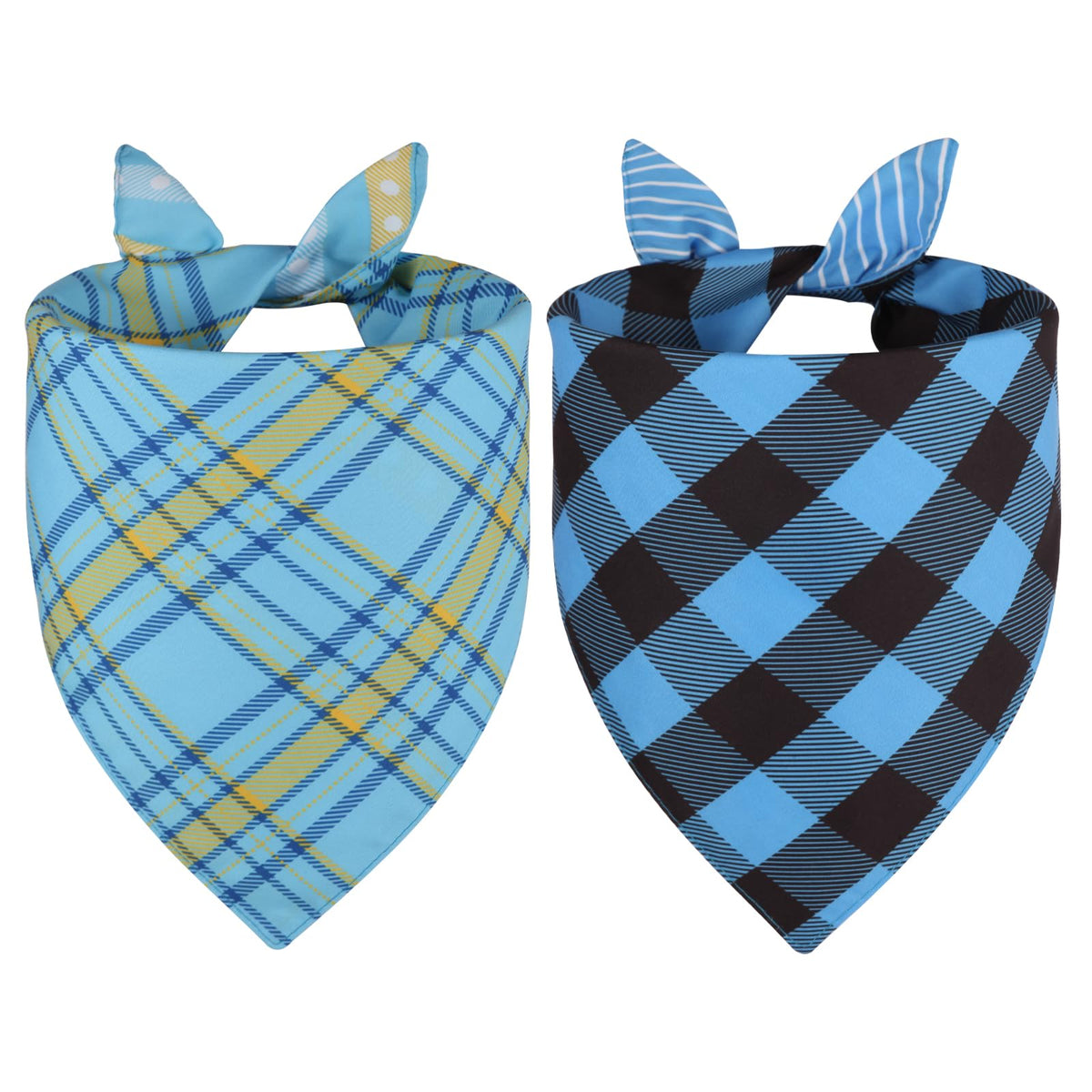 Agroon Bandanas chien bleu estival 2 pièces en tissu durable, prêt pour les balades