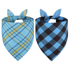 Agroon Bandanas chien bleu estival 2 pièces en tissu durable, prêt pour les balades