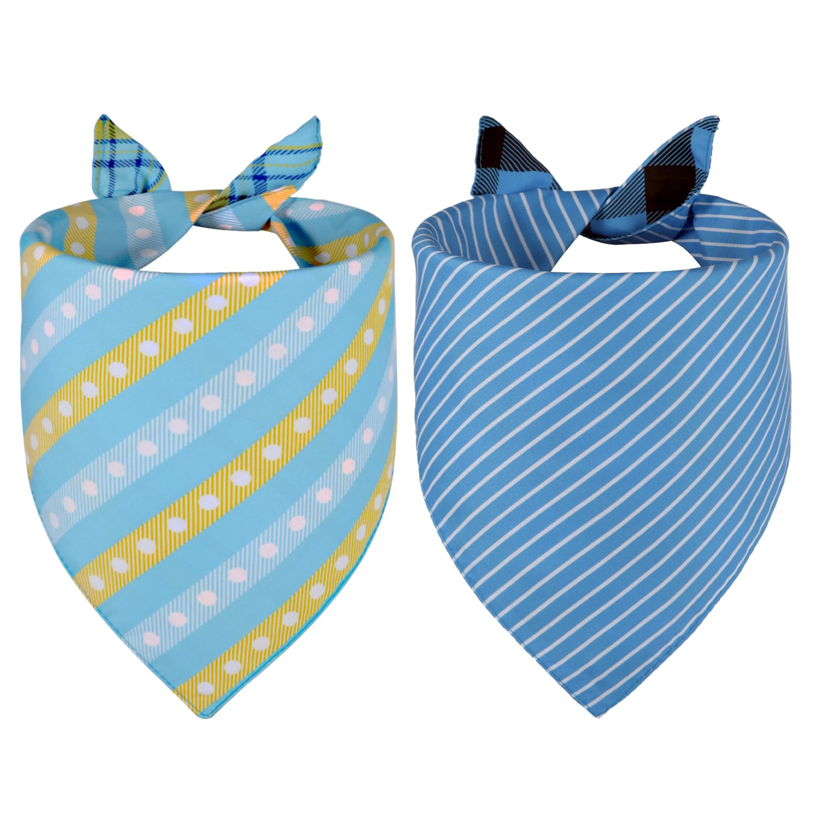 Agroon Bandanas chien bleu estival plaid, double face pour looks variés et mignons