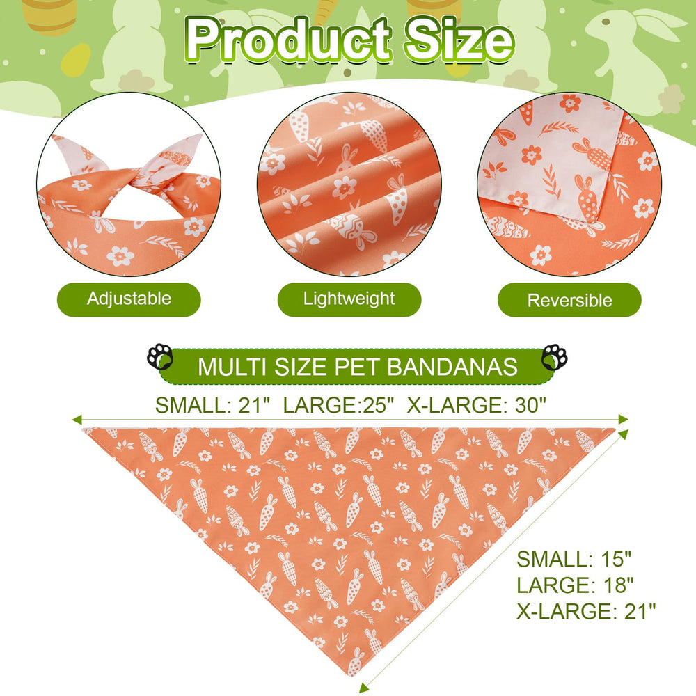 Bandanas Agroon motif œufs et carottes, style printanier pour animaux