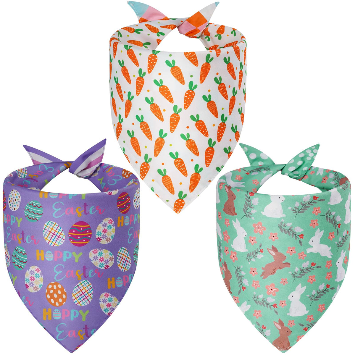 Bandanas Agroon paques ensemble 3 pièces pour chien, look festif.