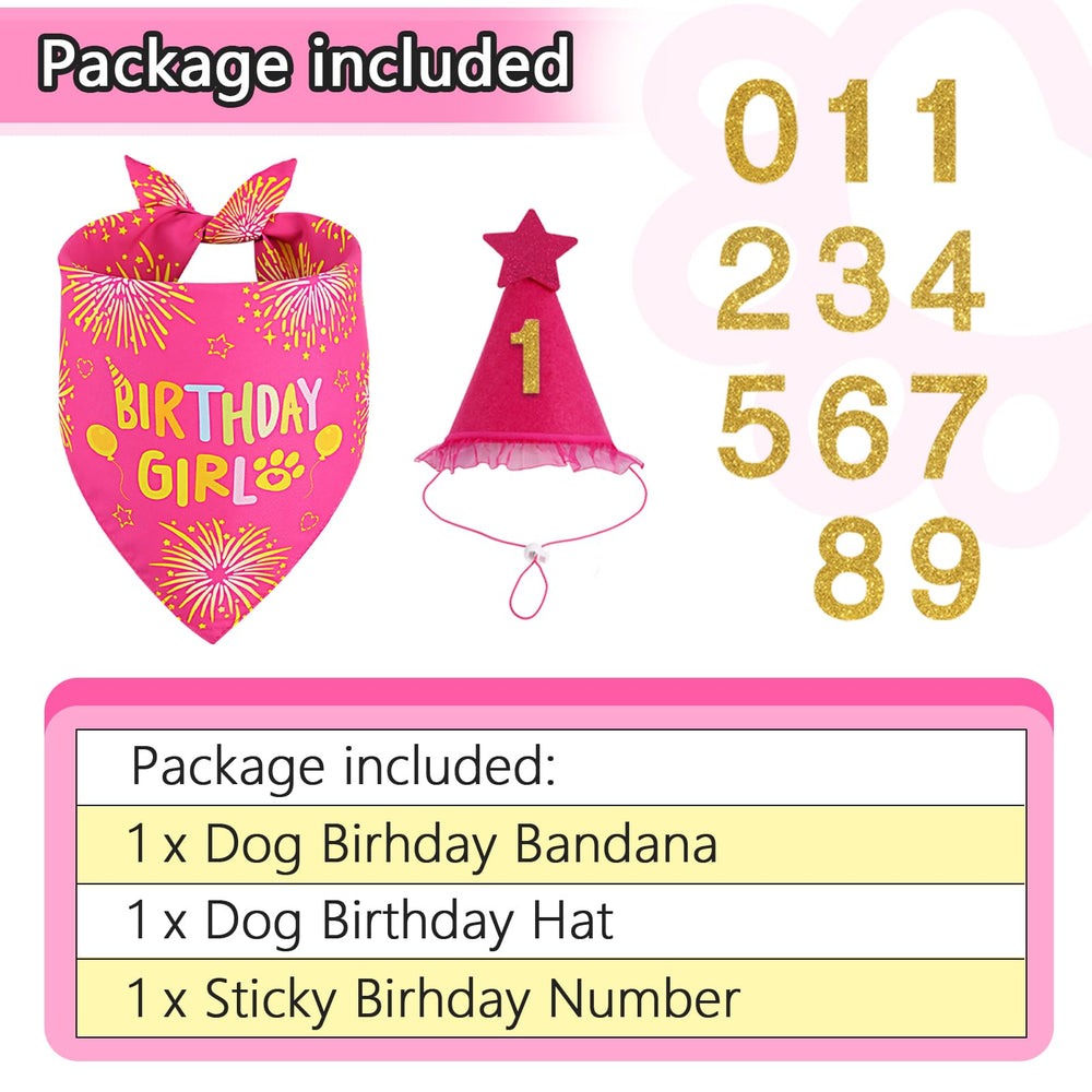 Chapeau anniversaire Agroon pour chien, rose avec Bling.