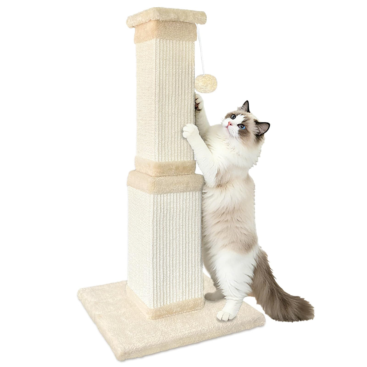 AGYM poteau à griffes 32 pouces beige, espace stable pour grands chats et étirements