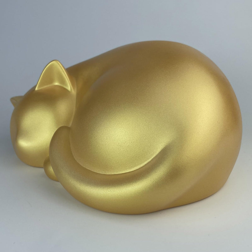 AHAILUOO Urne chat endormi jaune, pièce décorative et mémoire durable.