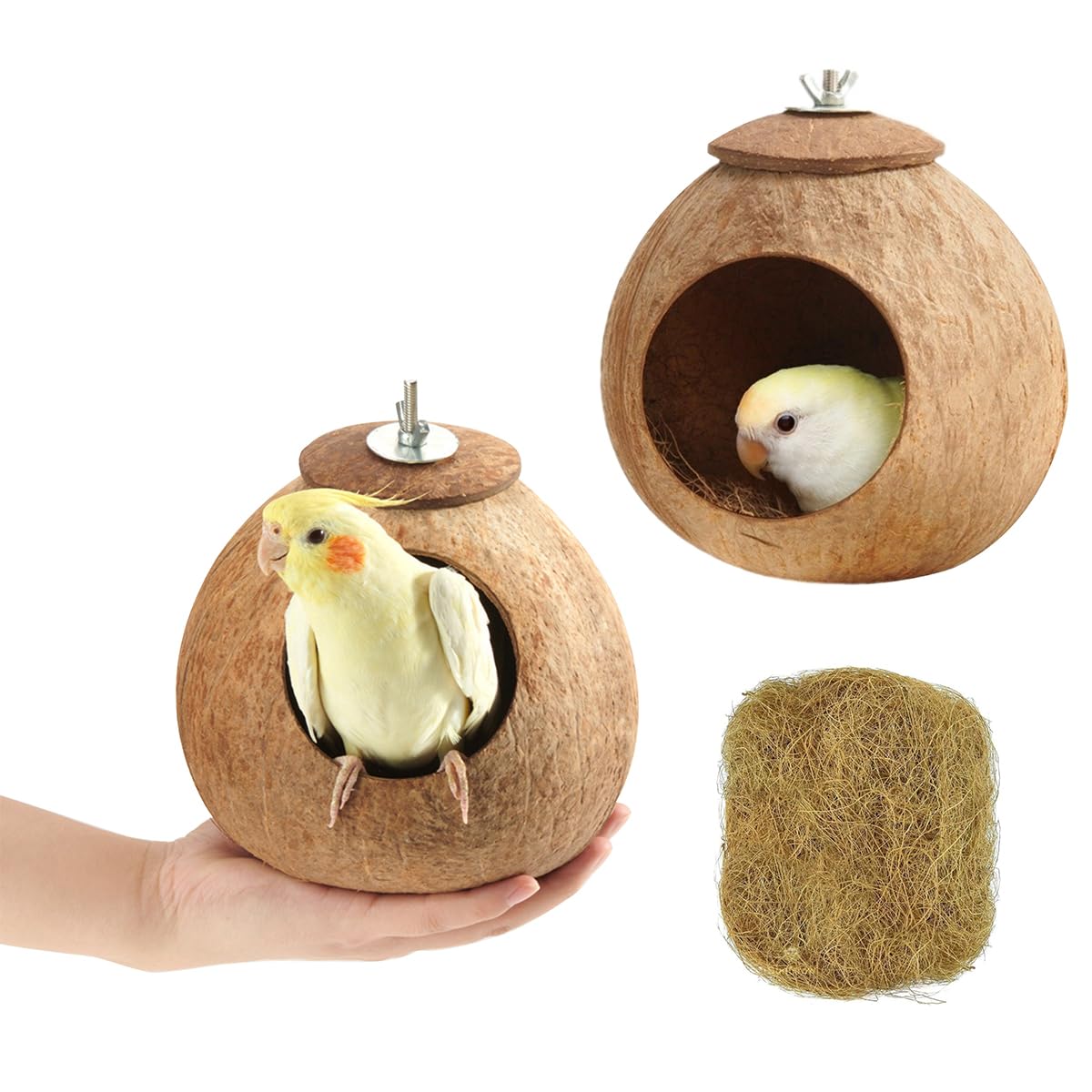 AHBLQD nid oiseau en noix de coco naturel pour refuge sûr