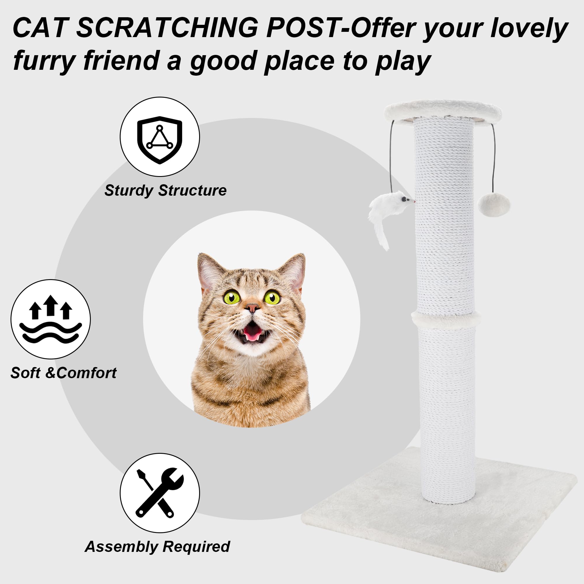 Ahomdoo Griffoir Hauteur 34 pouces: hauteur généreuse pour étirer le corps du chat.